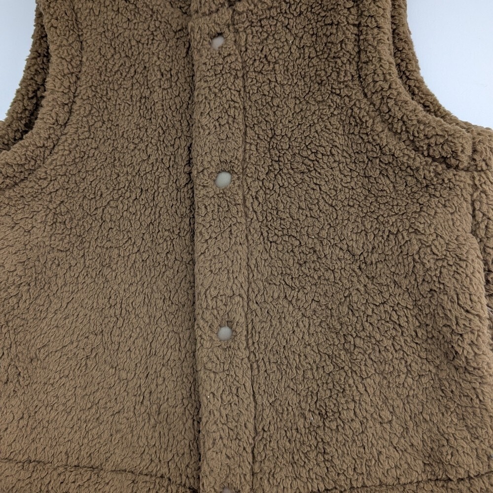 NWT Uniqlo Kids (Size 3) Brown Reversible Indoor/Outdoor Snap-Close Fleece Vest - Picture 3 of 13